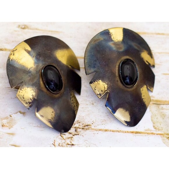 Vintage Abstract Teardrop-shaped Unique Clip On Earrings - BU1 - Picture 2 of 3